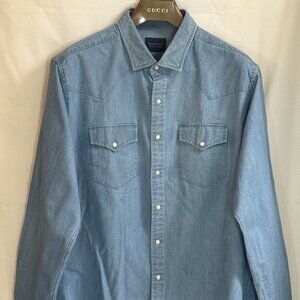 Proper Cloth Men's Soft Denim Long Sleeve w/ Collar Shirt - Light Blue -18.5 XXL